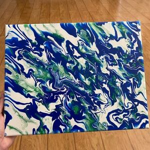Abstract Blue and Green Canvas Art